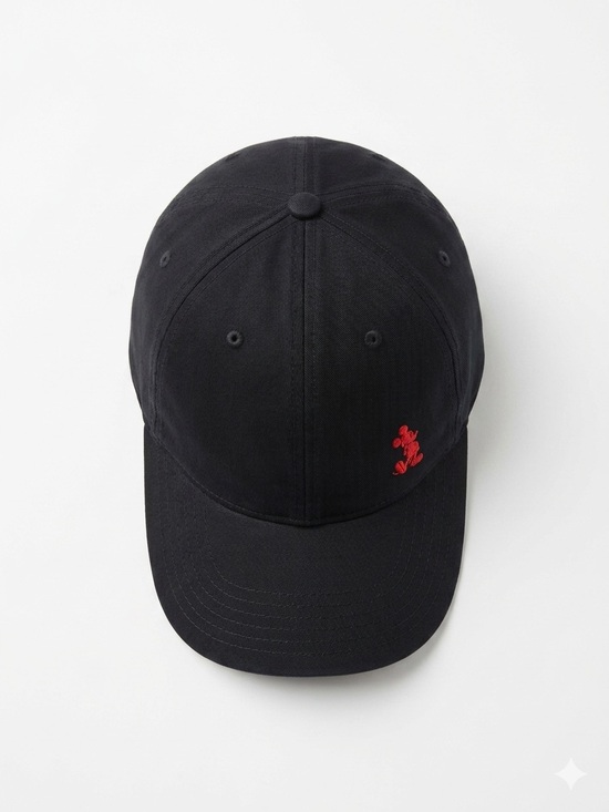 Disney Accessories - Disney Black Baseball Cap with Red Mickey Mouse Embroidery